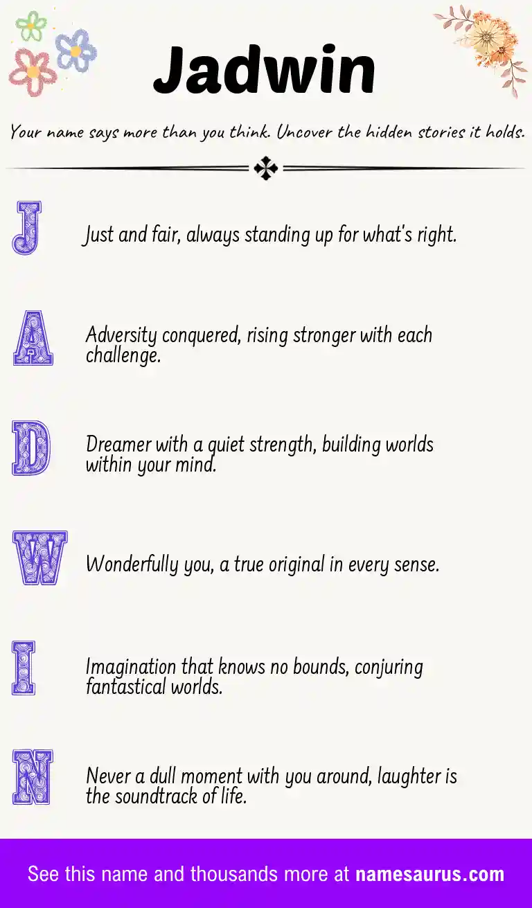 Acrostic poem about Jadwin.