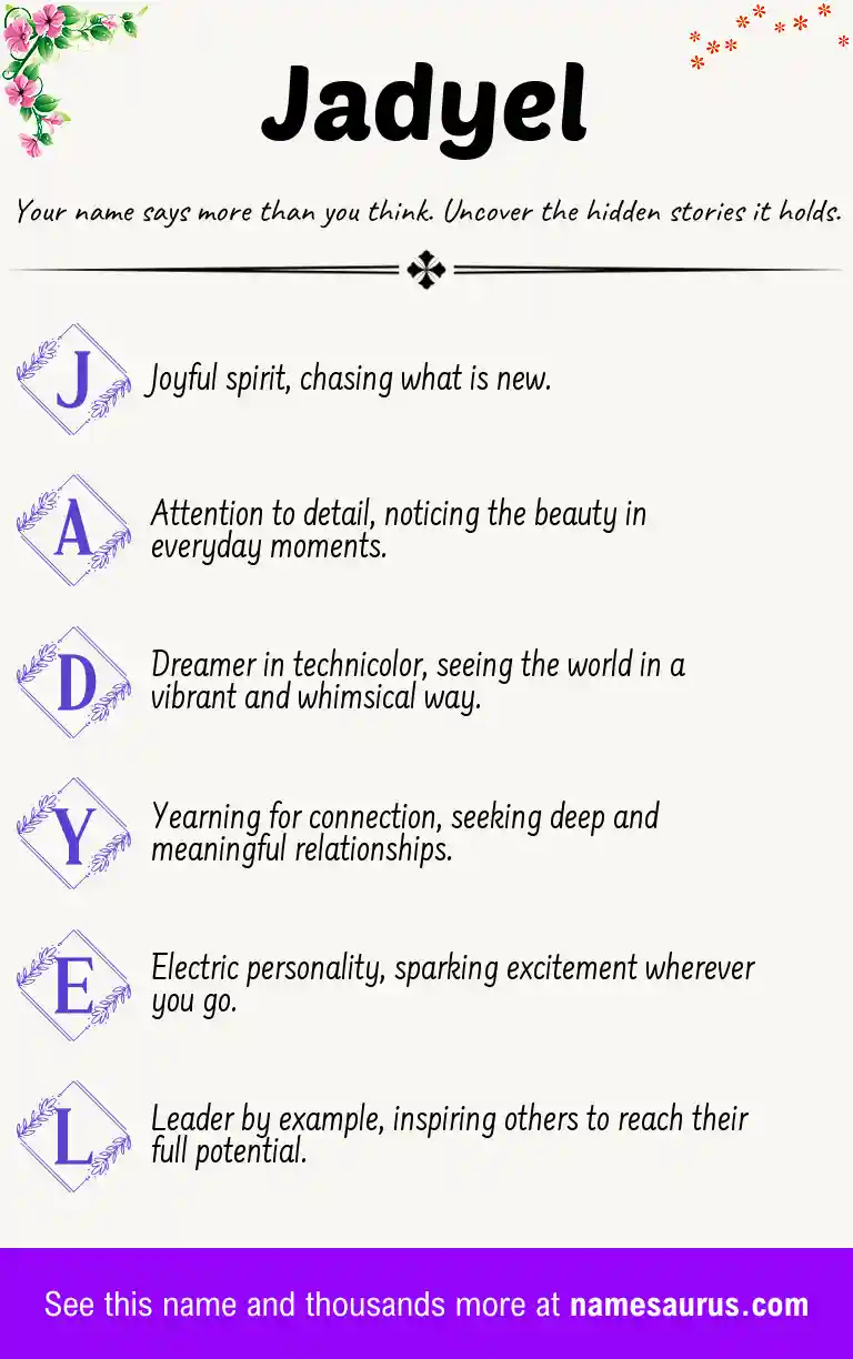 Acrostic poem about Jadyel.