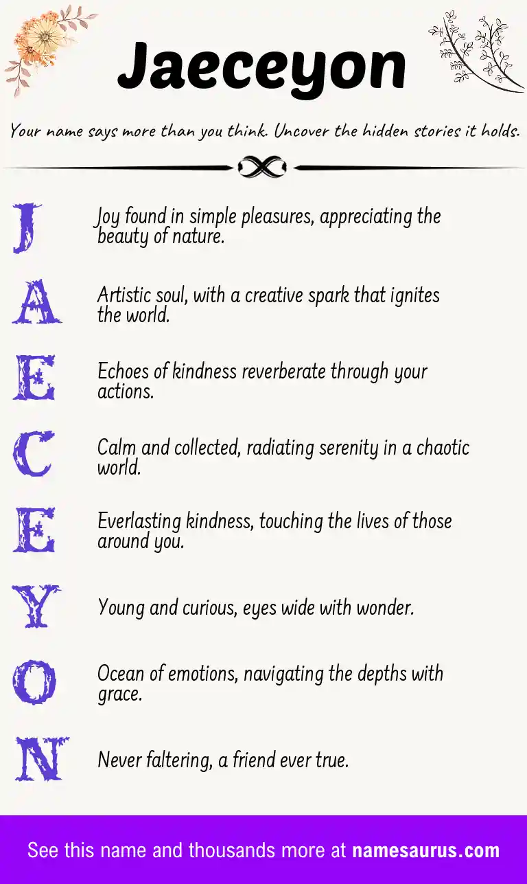 Acrostic poem about Jaeceyon.