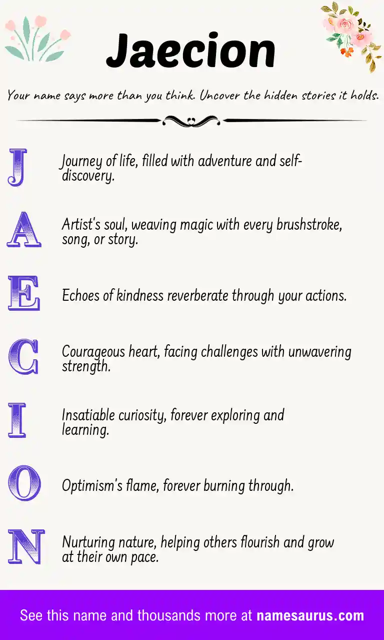 Acrostic poem about Jaecion.