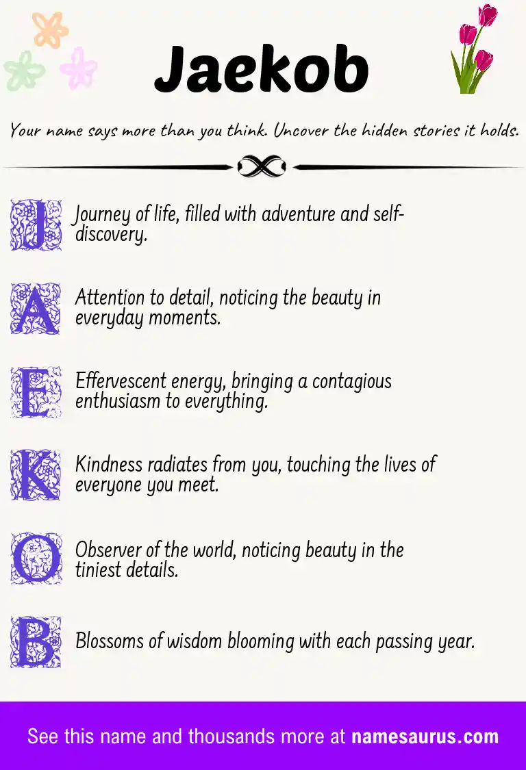 Acrostic poem about Jaekob.