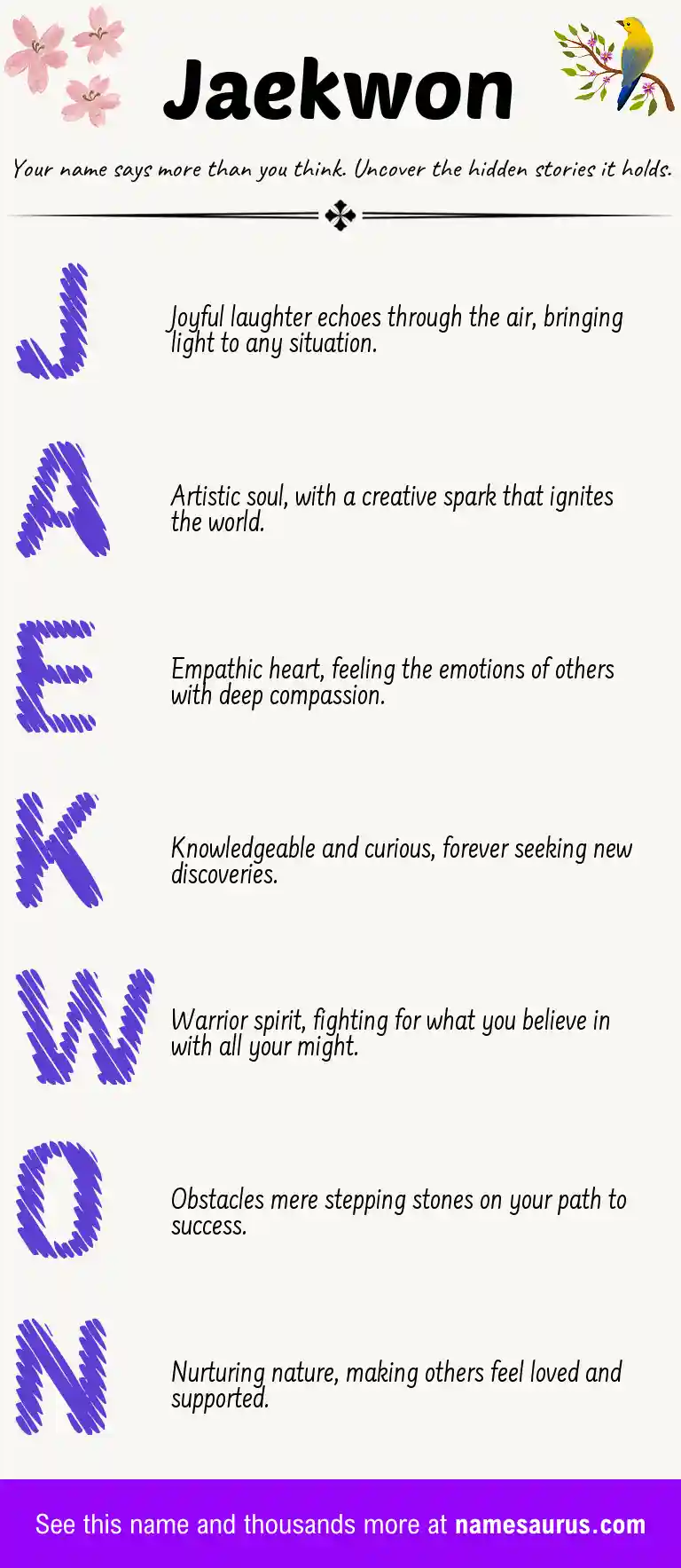 Acrostic poem about Jaekwon.