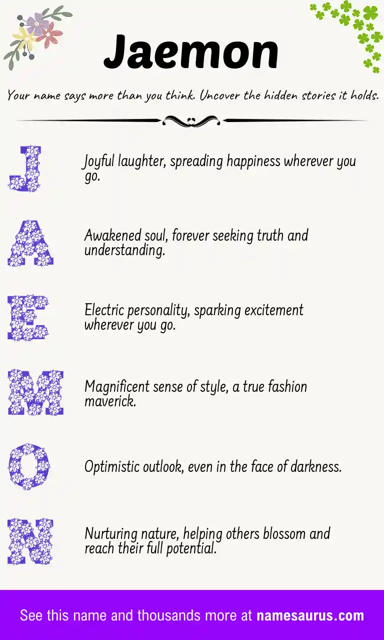 Acrostic poem about Jaemon.