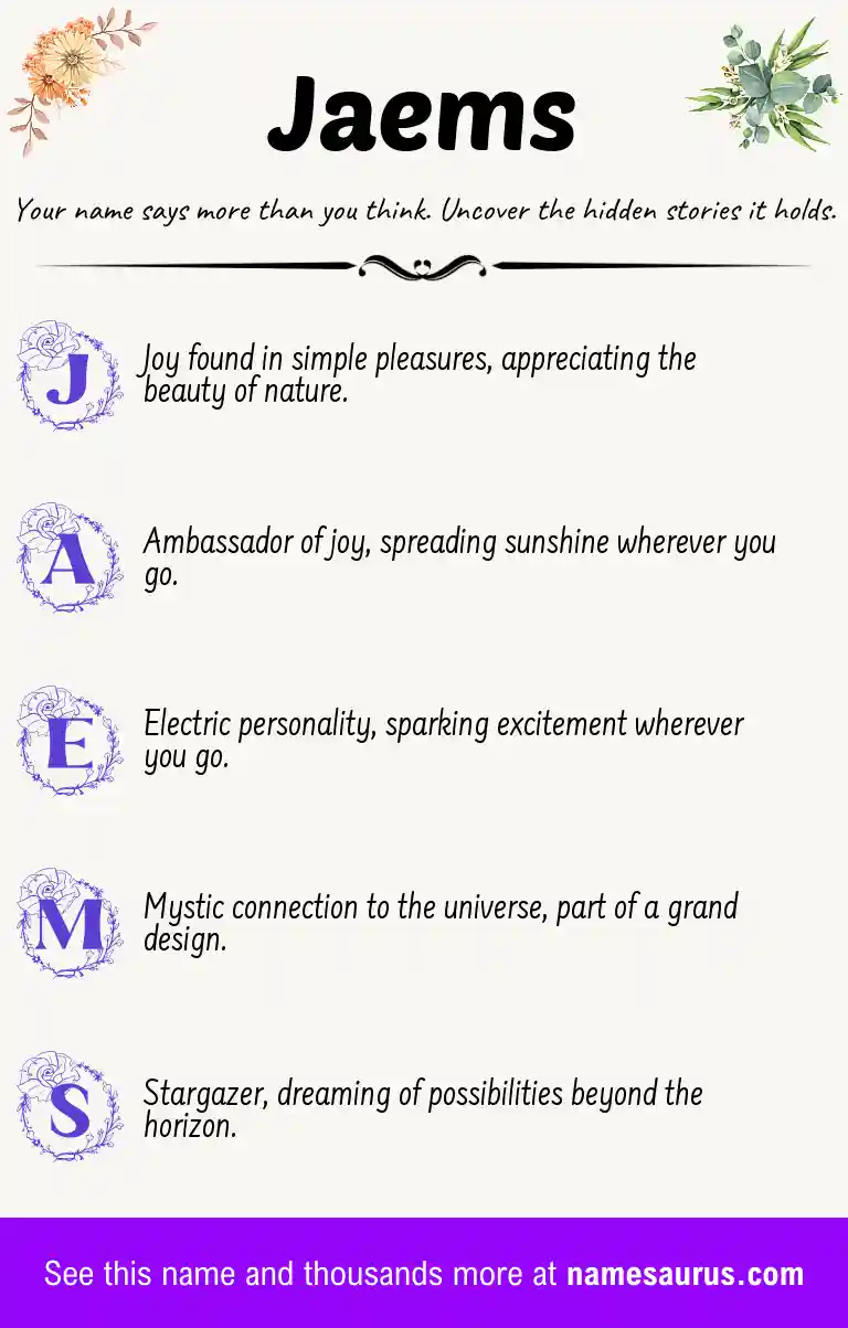 Acrostic poem about Jaems.