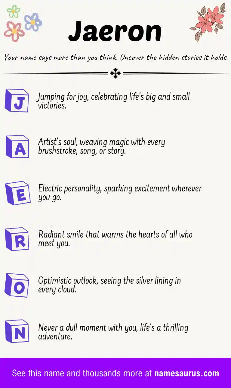 Acrostic poem about Jaeron.