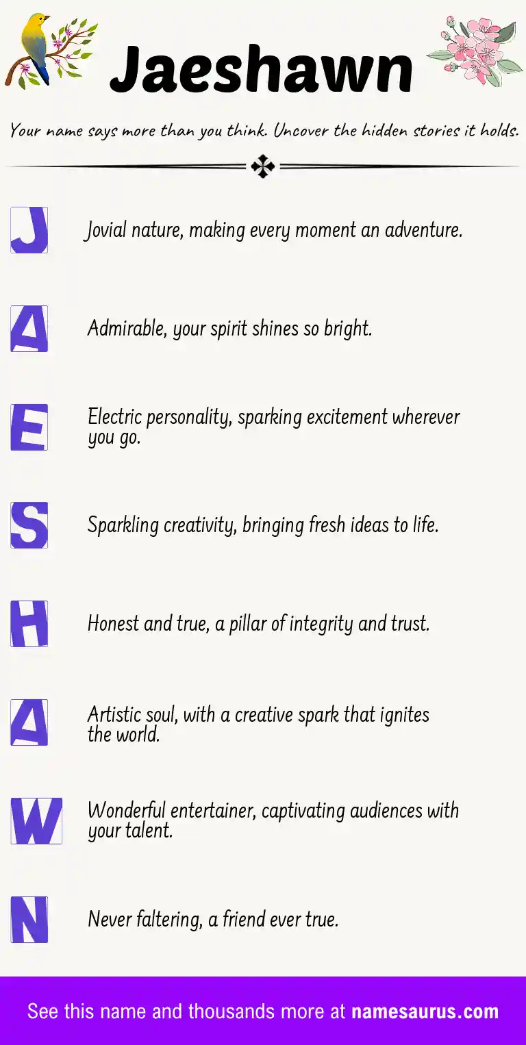Acrostic poem about Jaeshawn.