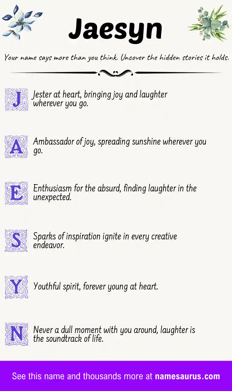 Acrostic poem about Jaesyn.