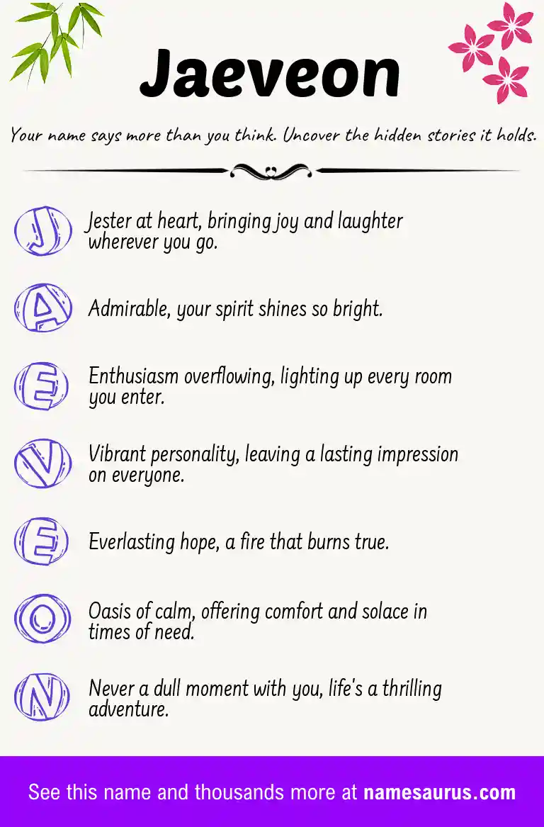 Acrostic poem about Jaeveon.