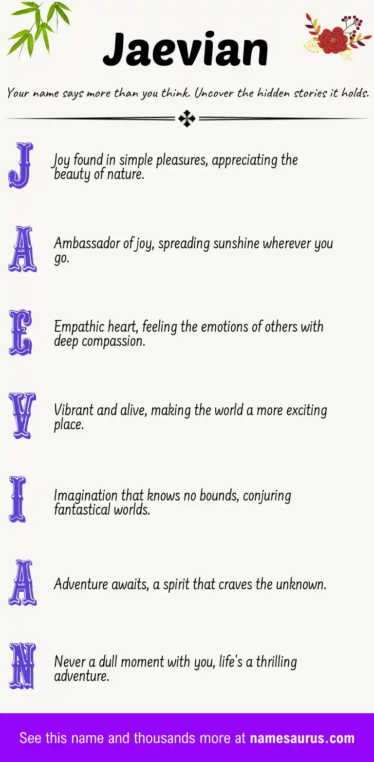 Acrostic poem about Jaevian.