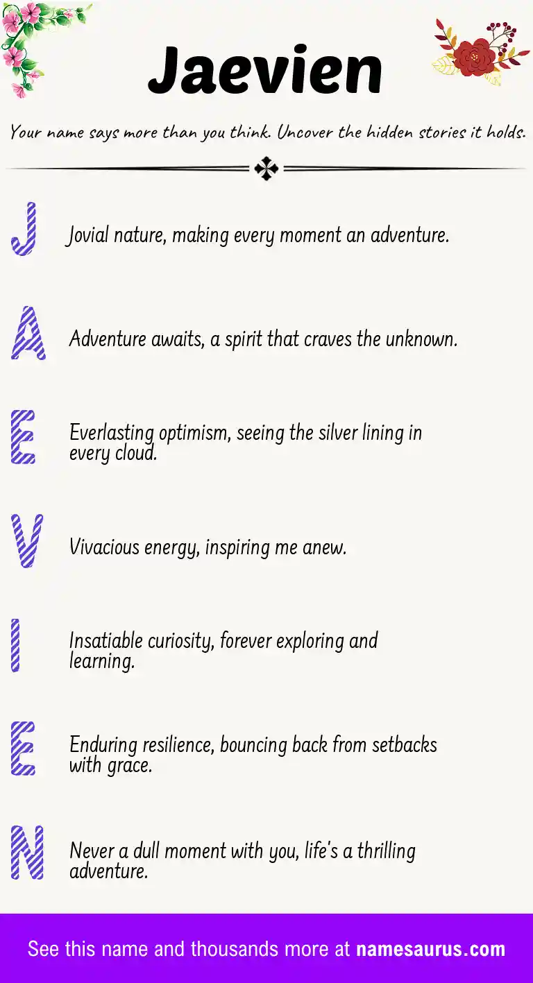 Acrostic poem about Jaevien.