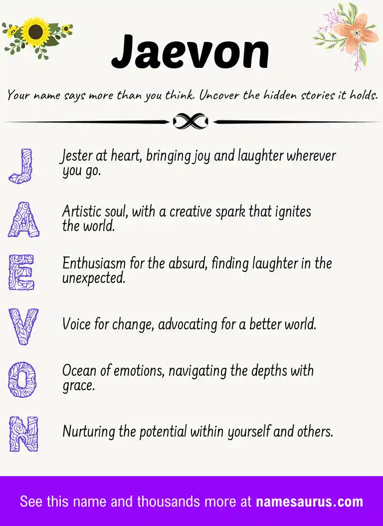 Acrostic poem about Jaevon.