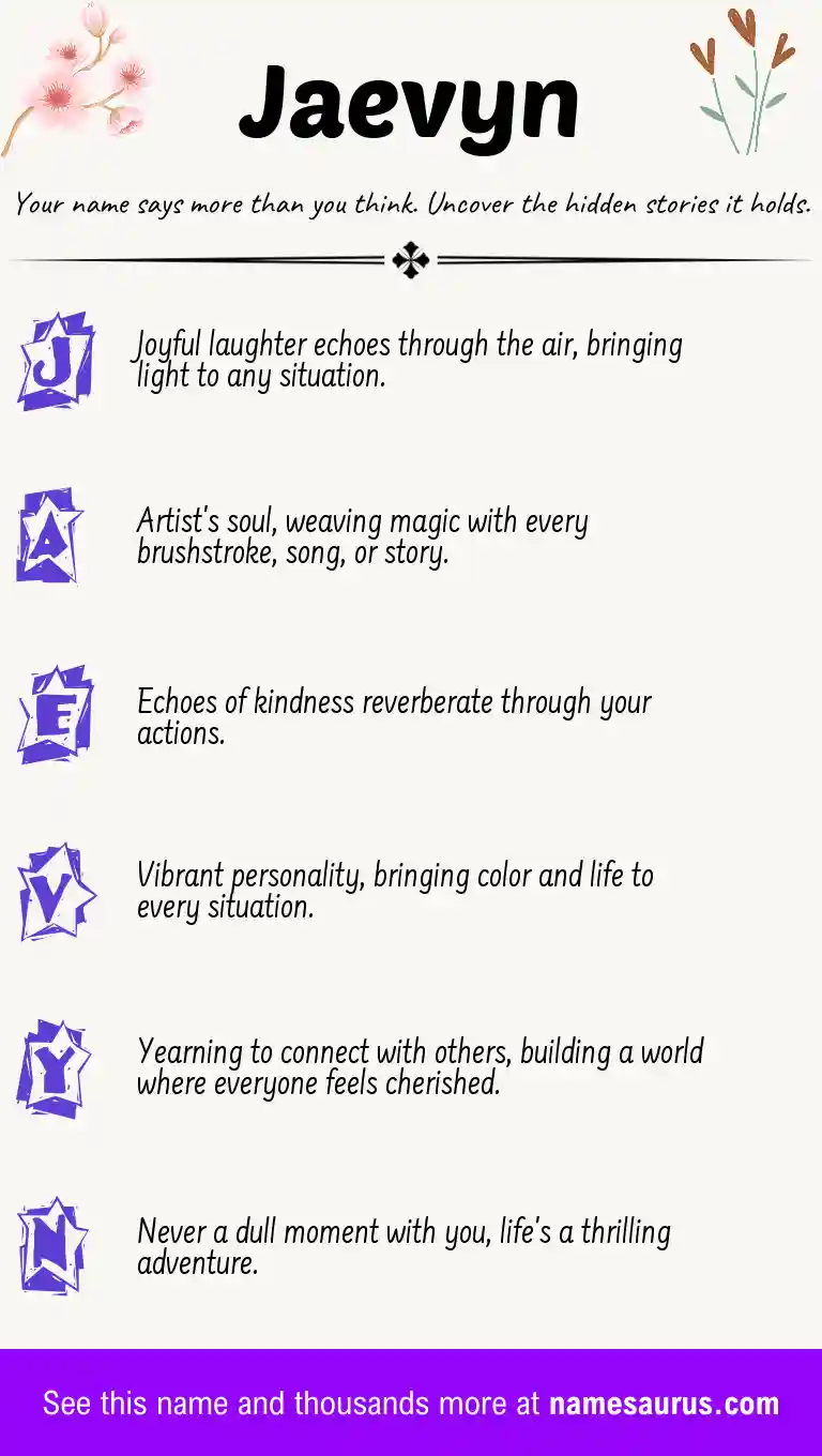 Acrostic poem about Jaevyn.