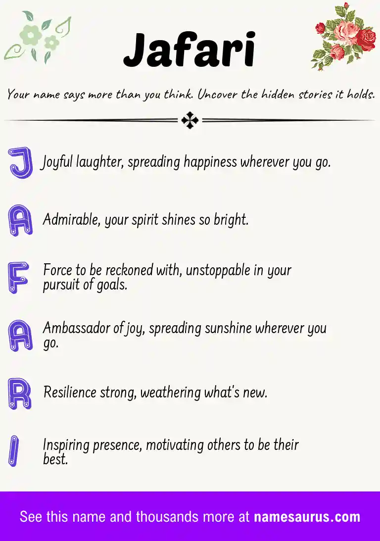 Acrostic poem about Jafari.