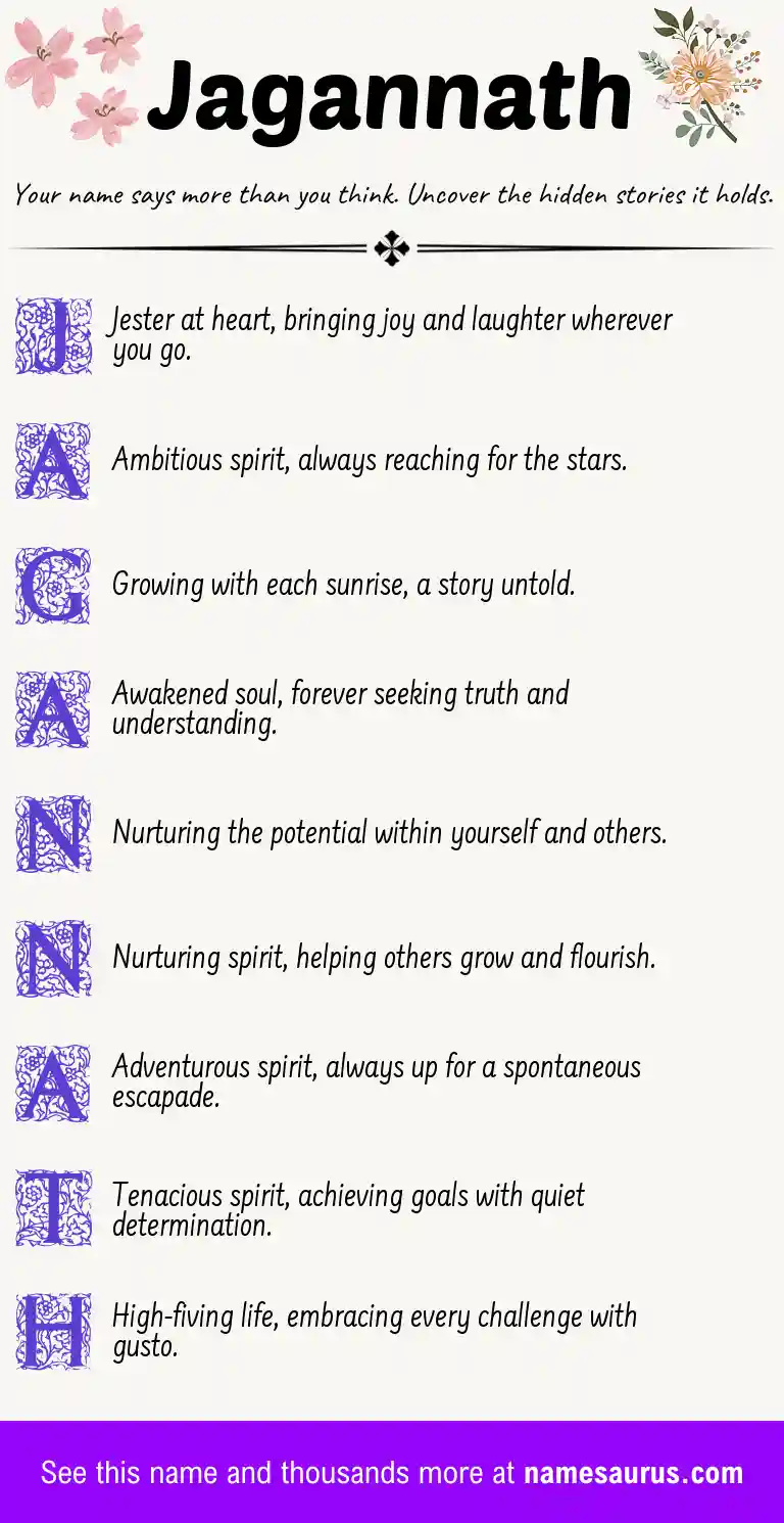 Acrostic poem about Jagannath.