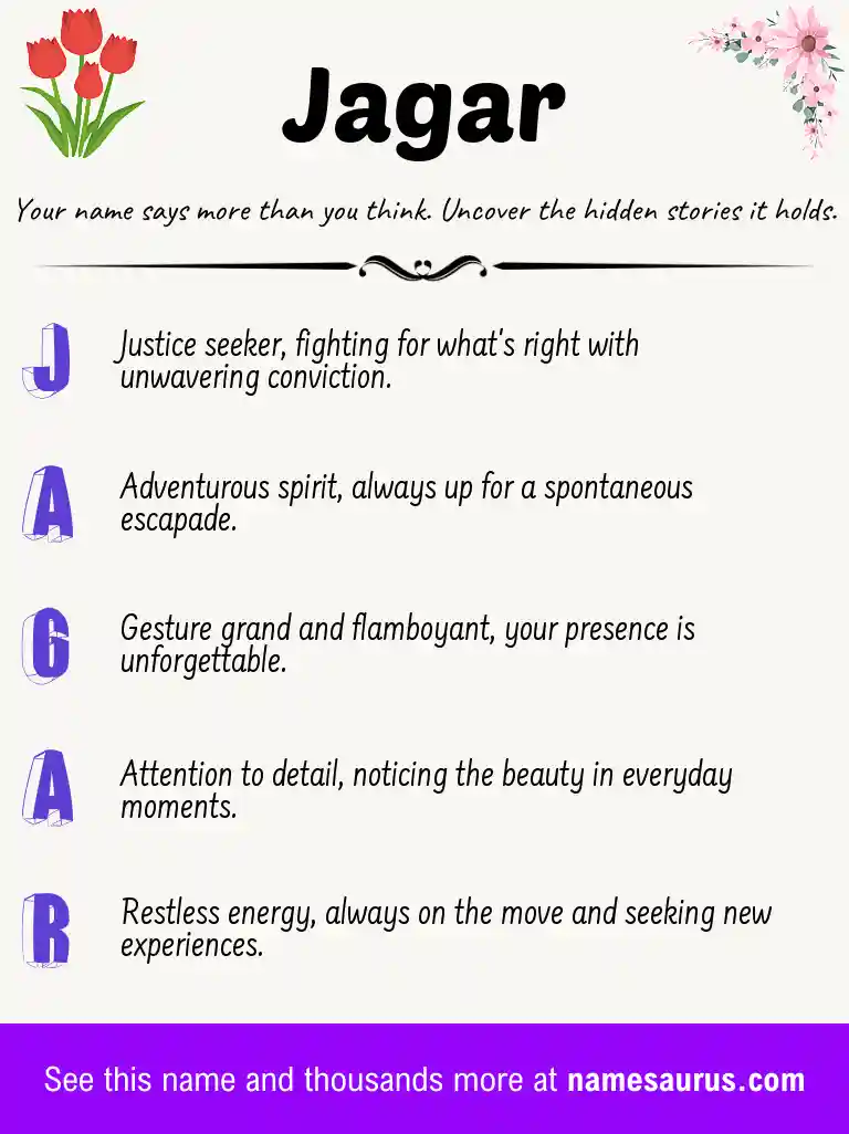 Acrostic poem about Jagar.
