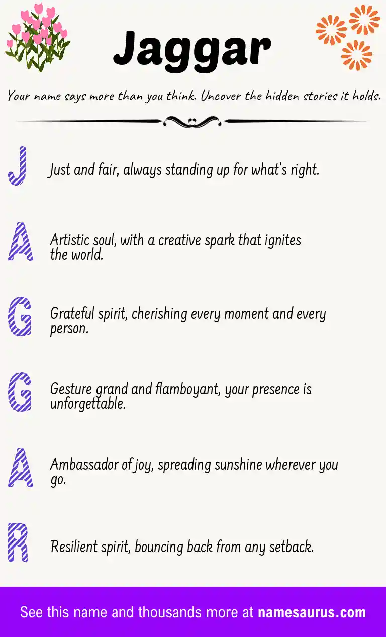 Acrostic poem about Jaggar.