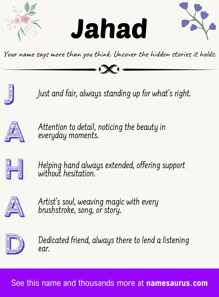 Acrostic poem about Jahad.
