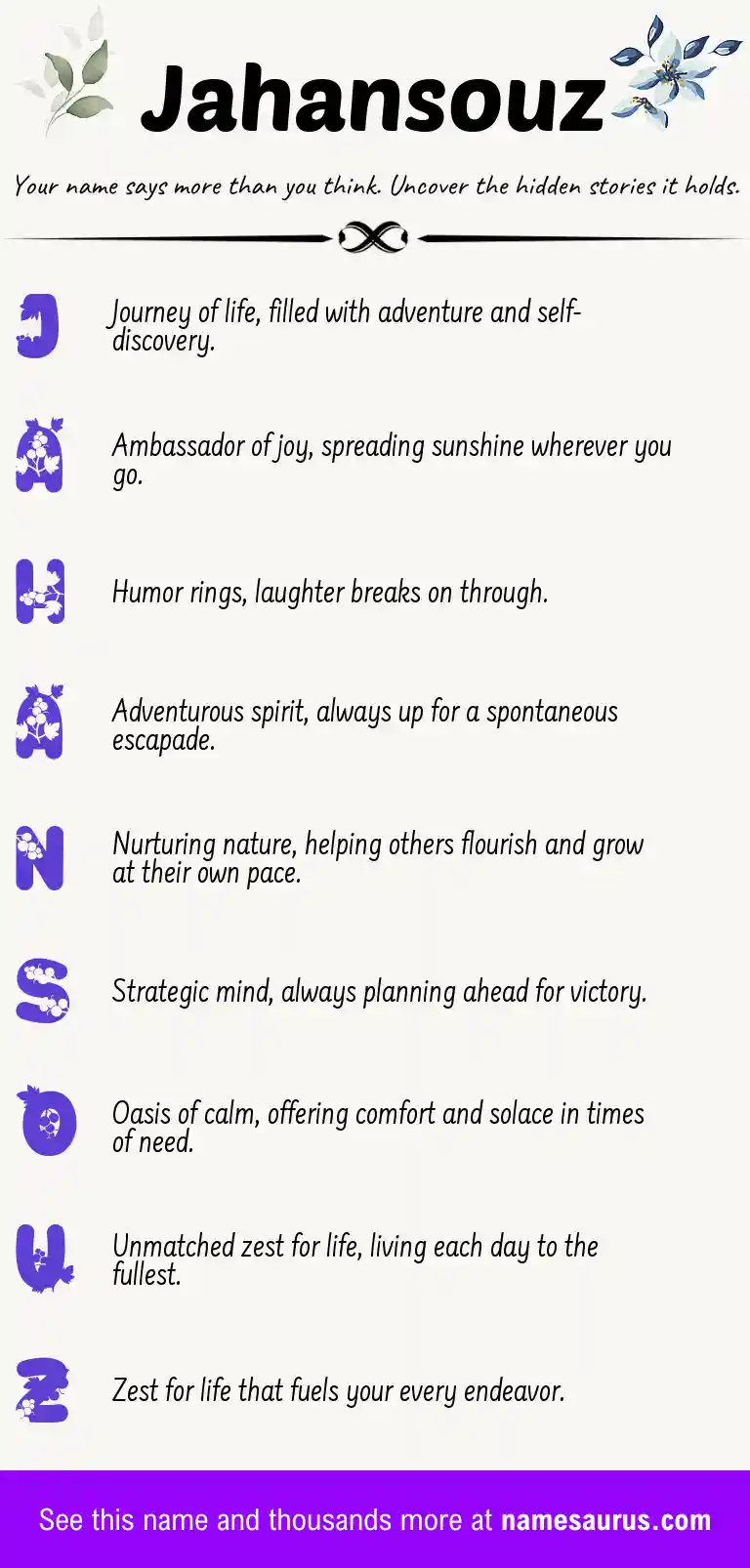 Acrostic poem about Jahansouz.