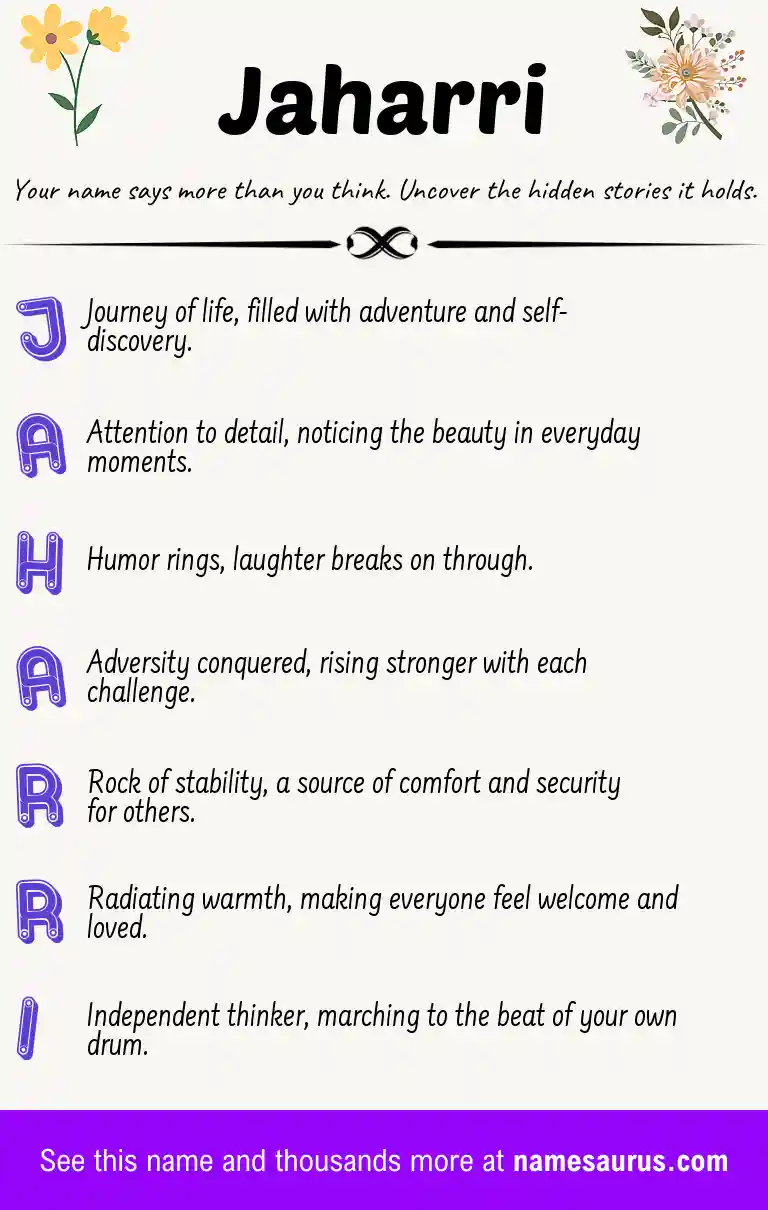 Acrostic poem about Jaharri.