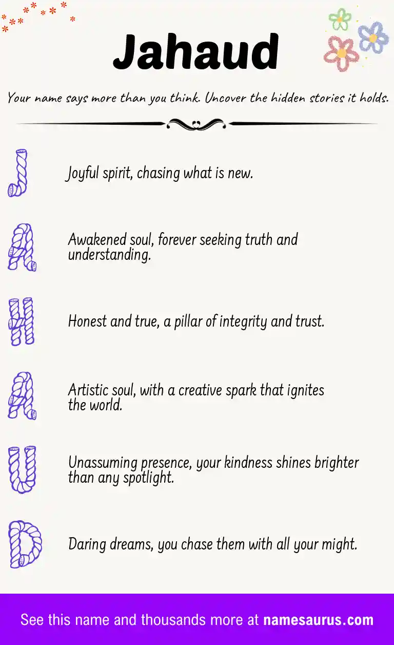 Acrostic poem about Jahaud.