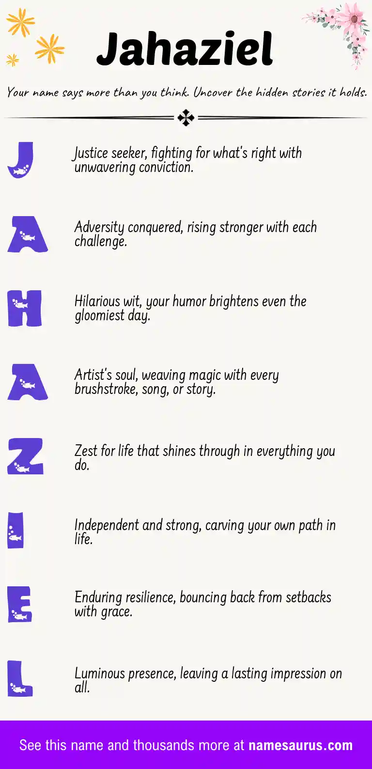 Acrostic poem about Jahaziel.
