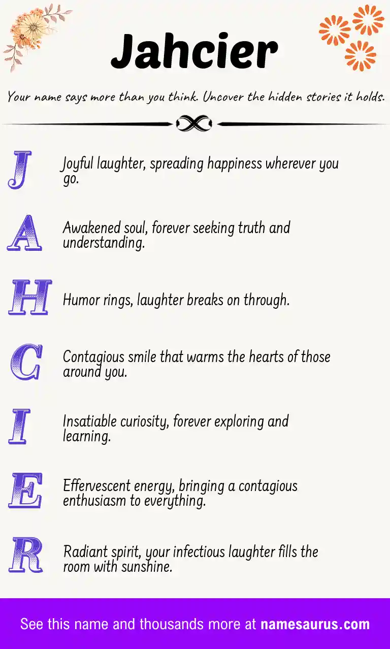 Acrostic poem about Jahcier.