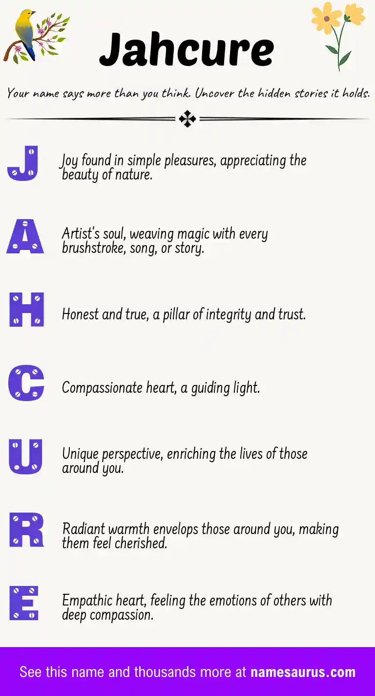 Acrostic poem about Jahcure.