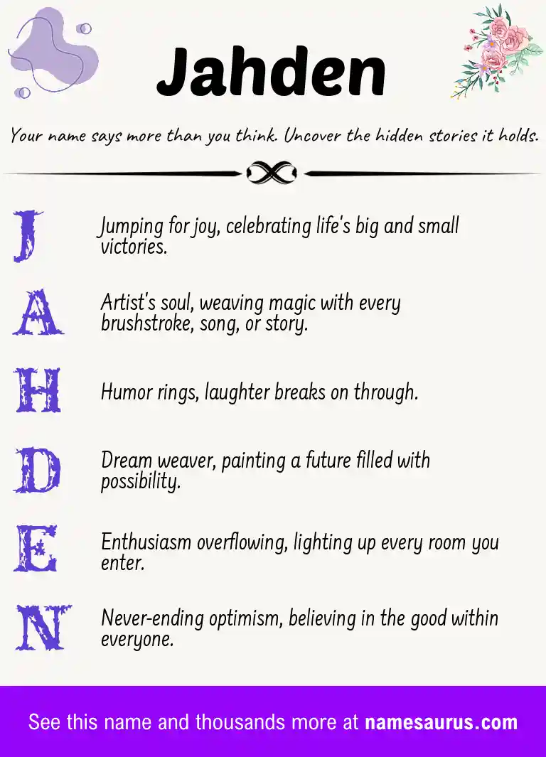 Acrostic poem about Jahden.