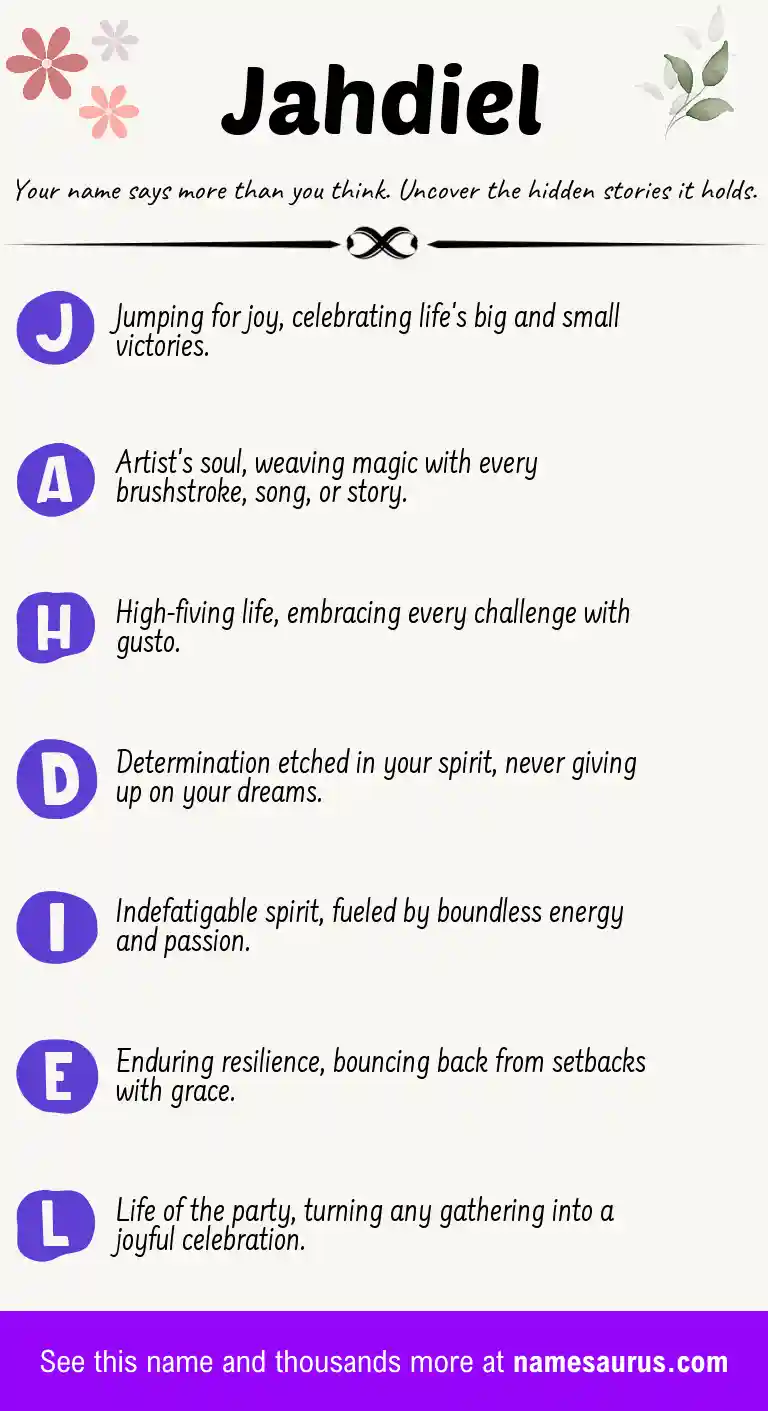 Acrostic poem about Jahdiel.