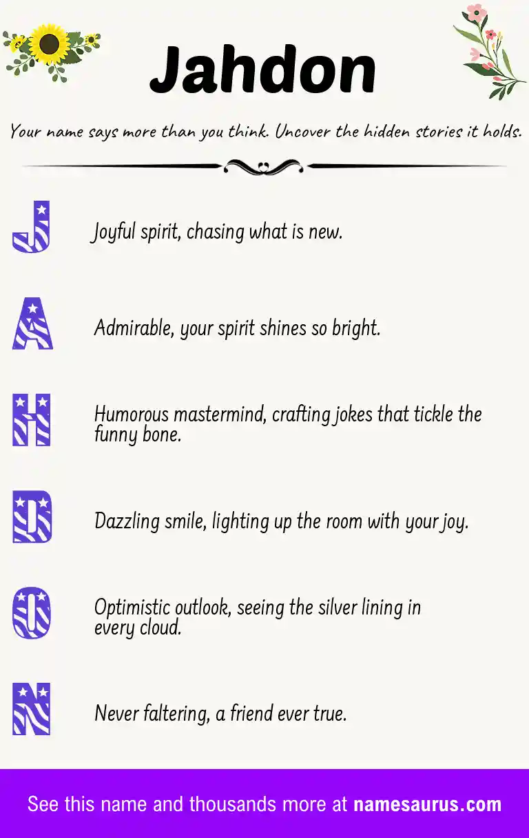 Acrostic poem about Jahdon.