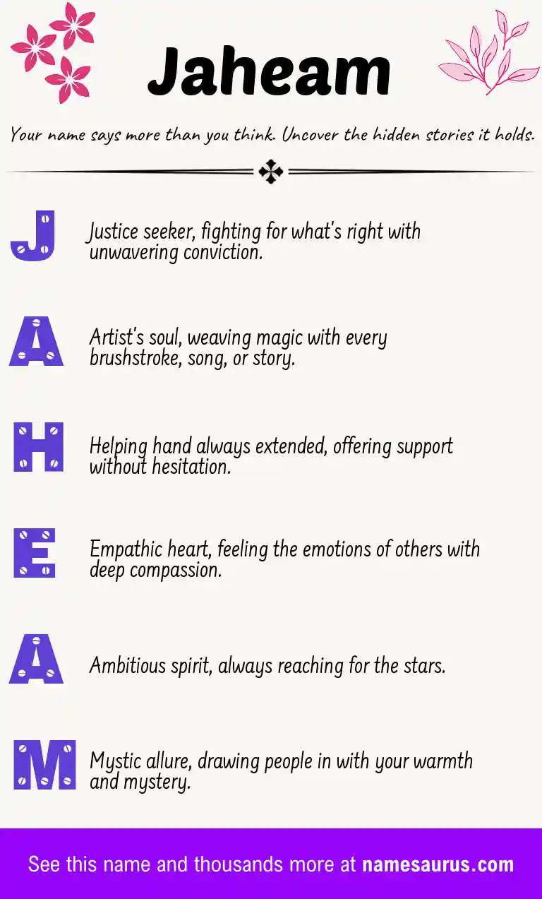 Acrostic poem about Jaheam.