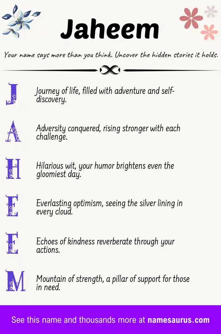 Acrostic poem about Jaheem.