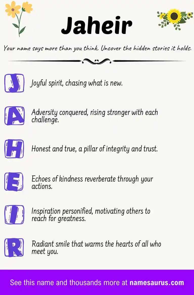 Acrostic poem about Jaheir.