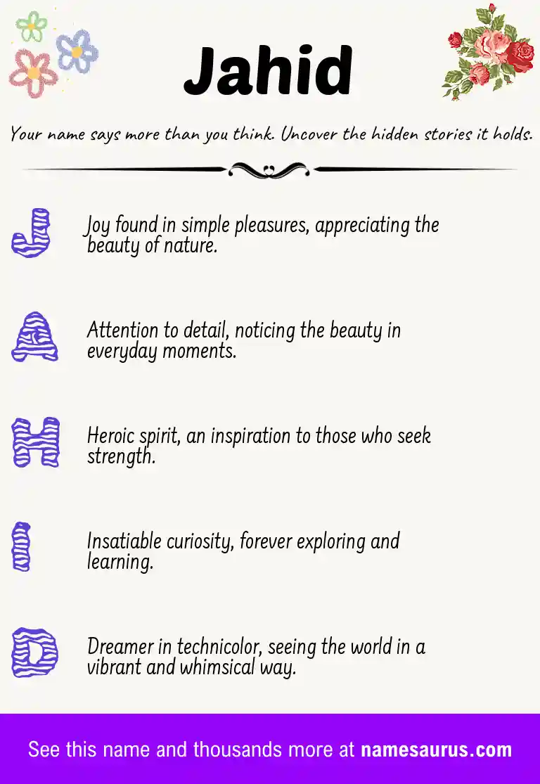 Acrostic poem about Jahid.