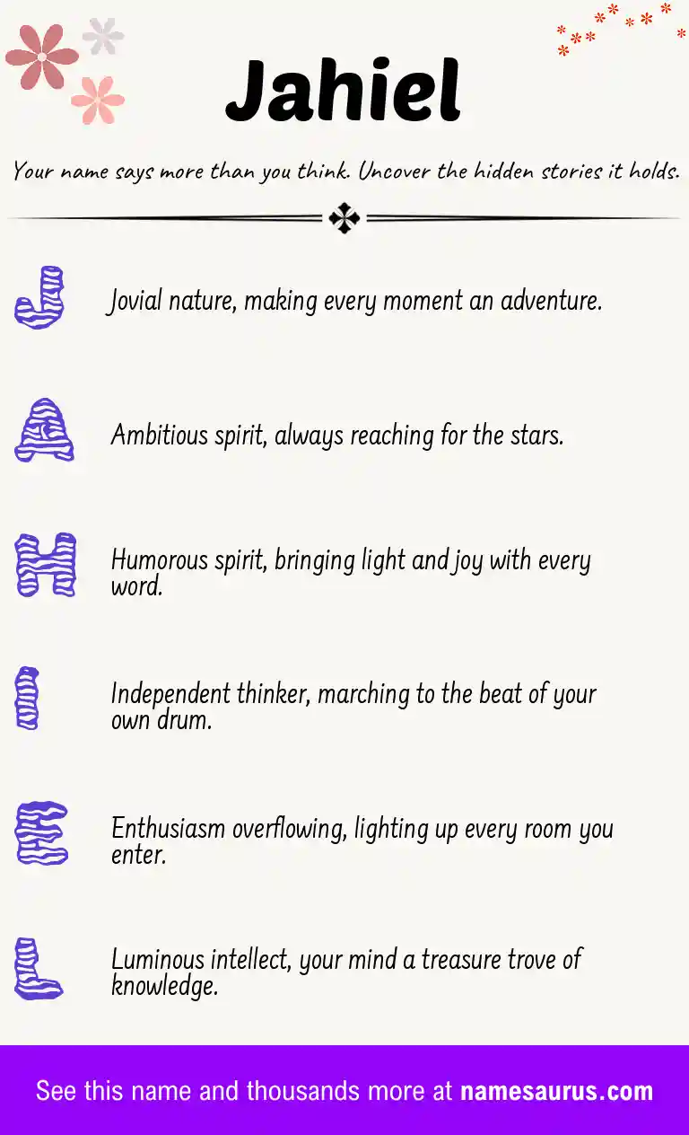 Acrostic poem about Jahiel.