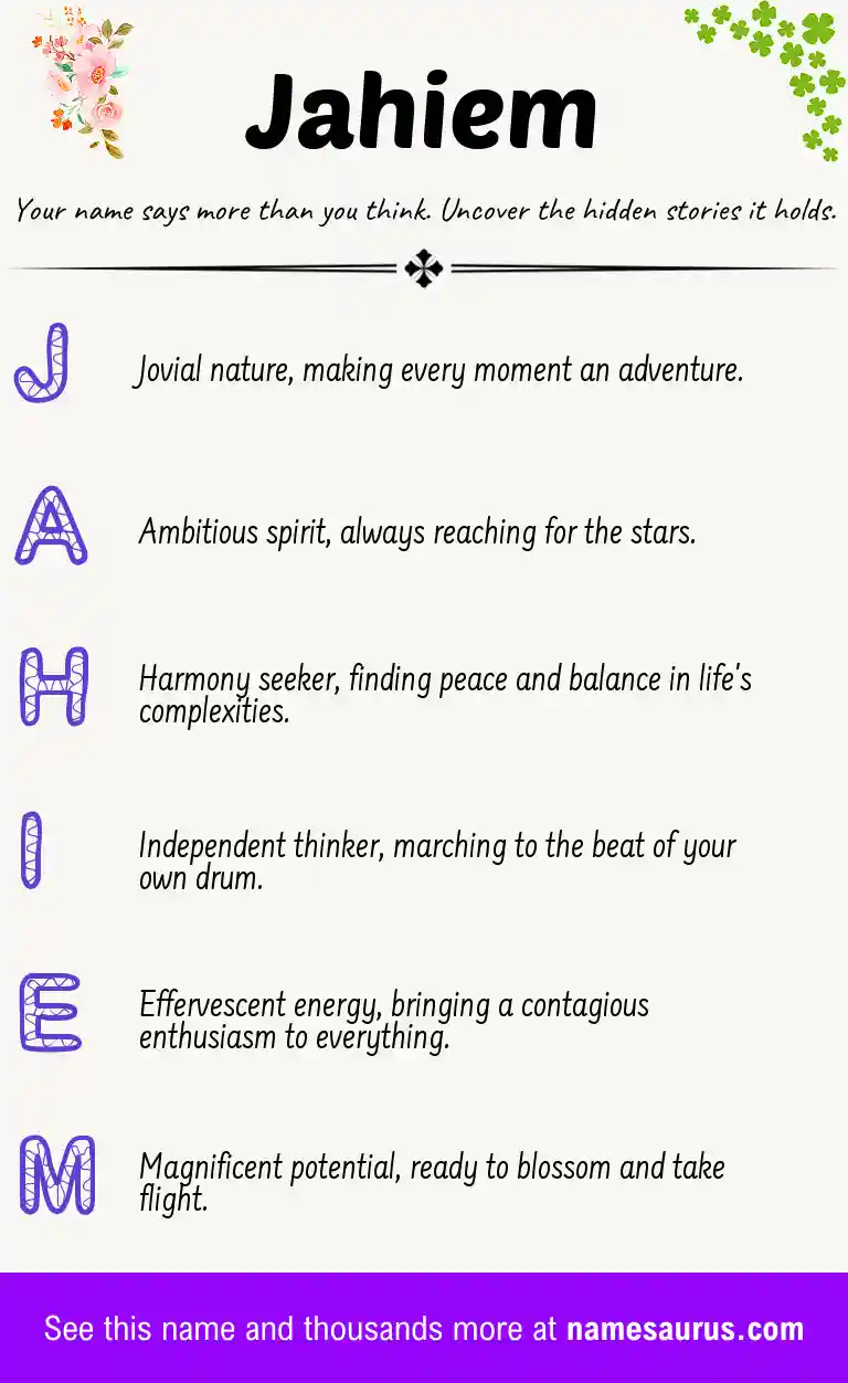 Acrostic poem about Jahiem.