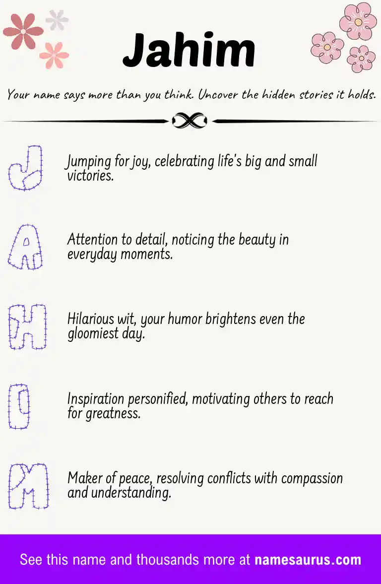 Acrostic poem about Jahim.