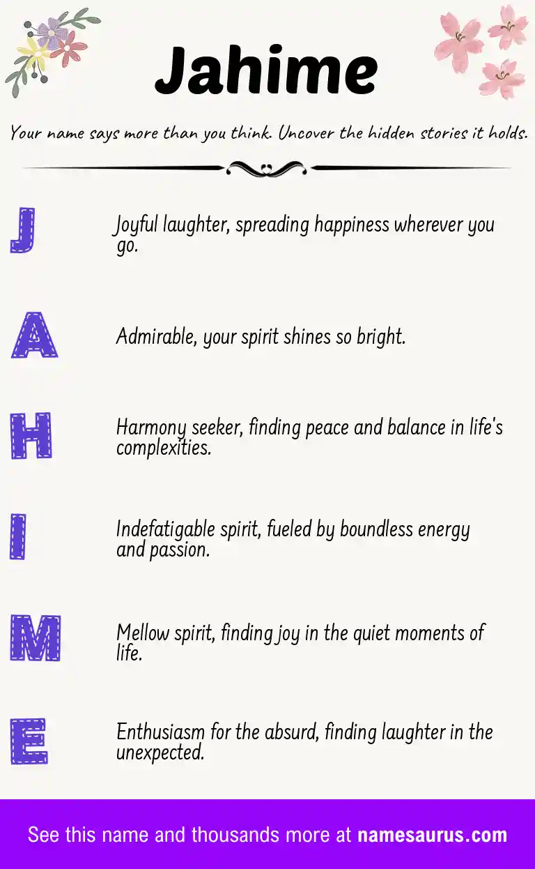 Acrostic poem about Jahime.