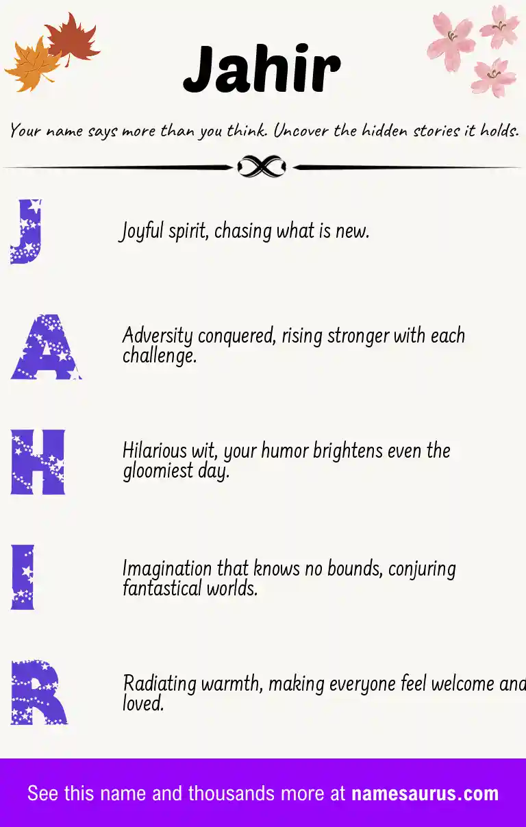 Acrostic poem about Jahir.