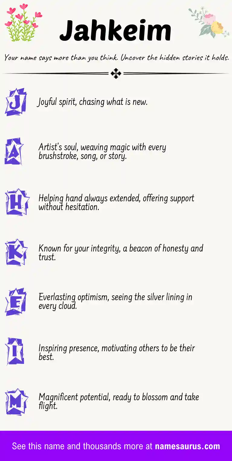 Acrostic poem about Jahkeim.