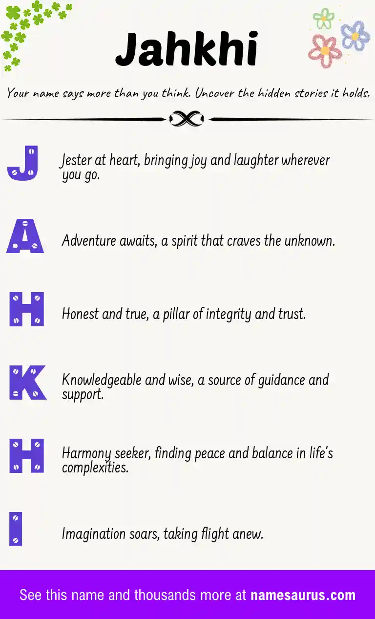 Acrostic poem about Jahkhi.