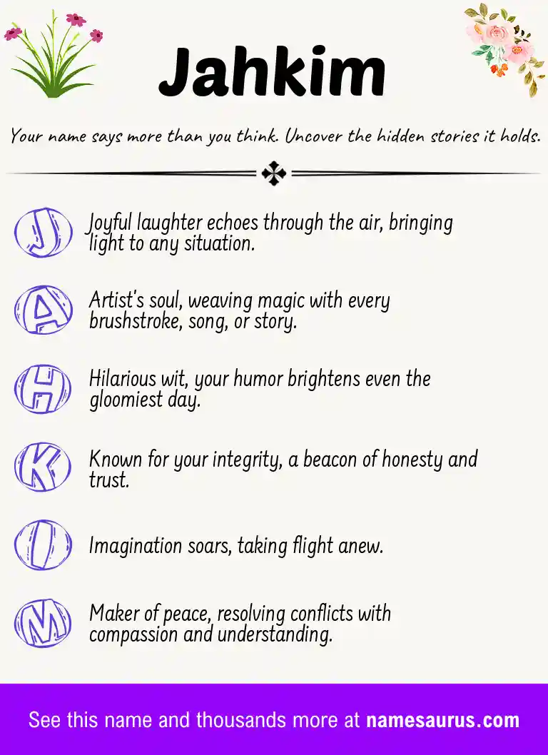 Acrostic poem about Jahkim.