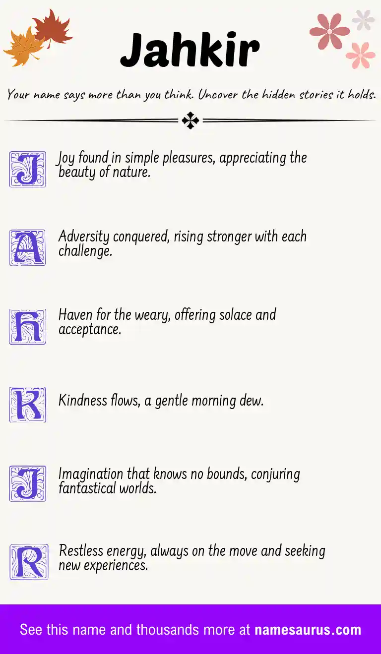 Acrostic poem about Jahkir.