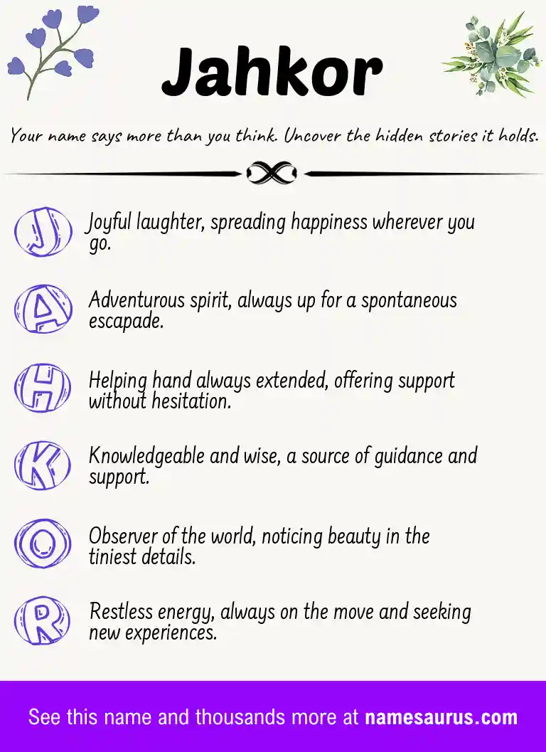 Acrostic poem about Jahkor.