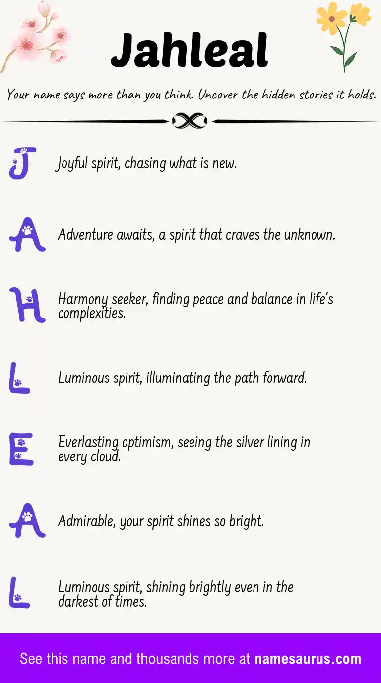 Acrostic poem about Jahleal.