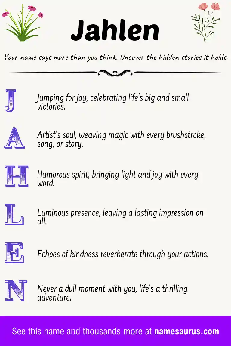 Acrostic poem about Jahlen.