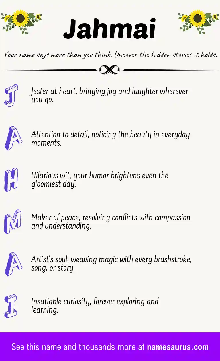 Acrostic poem about Jahmai.