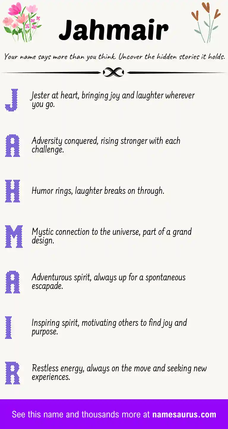 Acrostic poem about Jahmair.