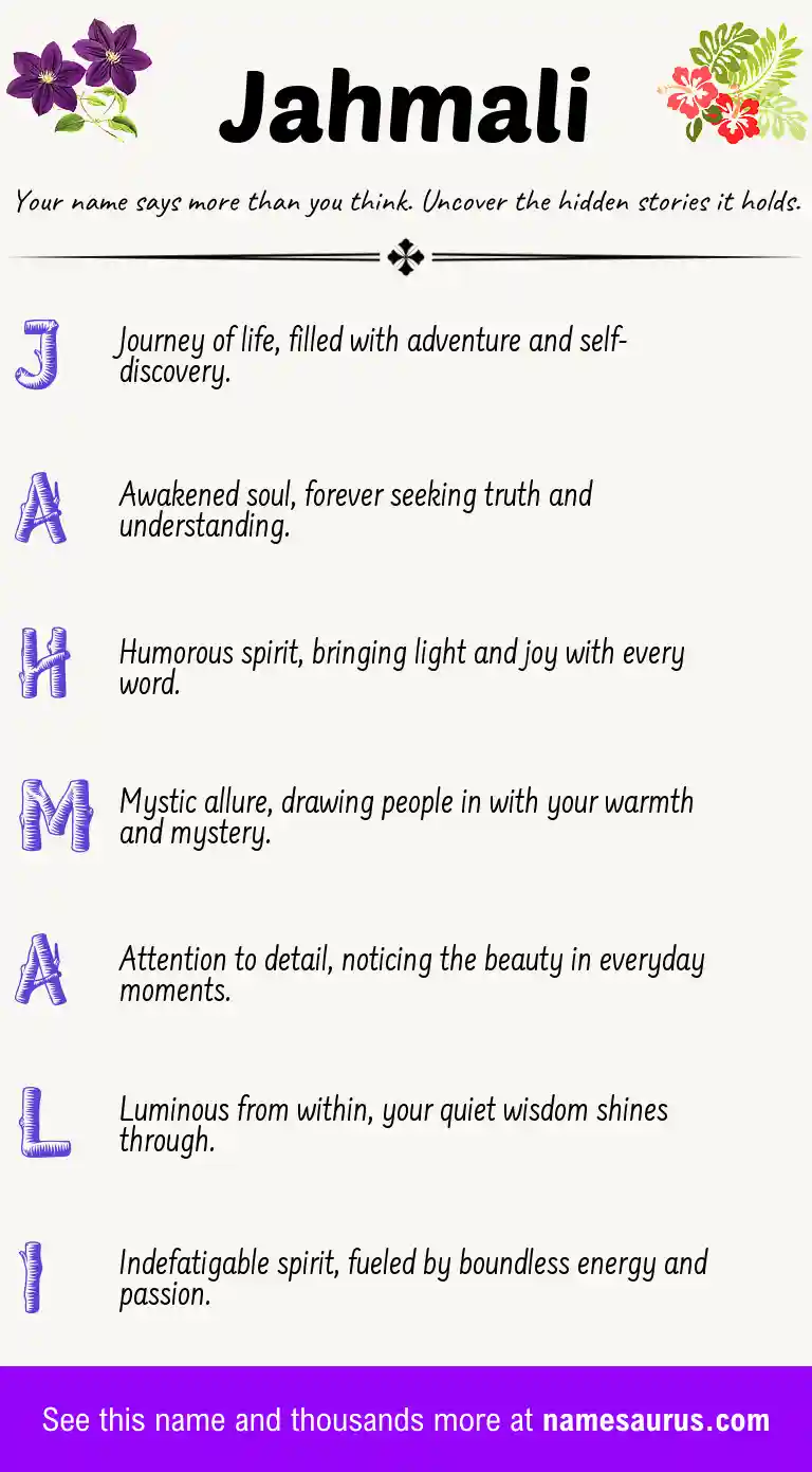 Acrostic poem about Jahmali.