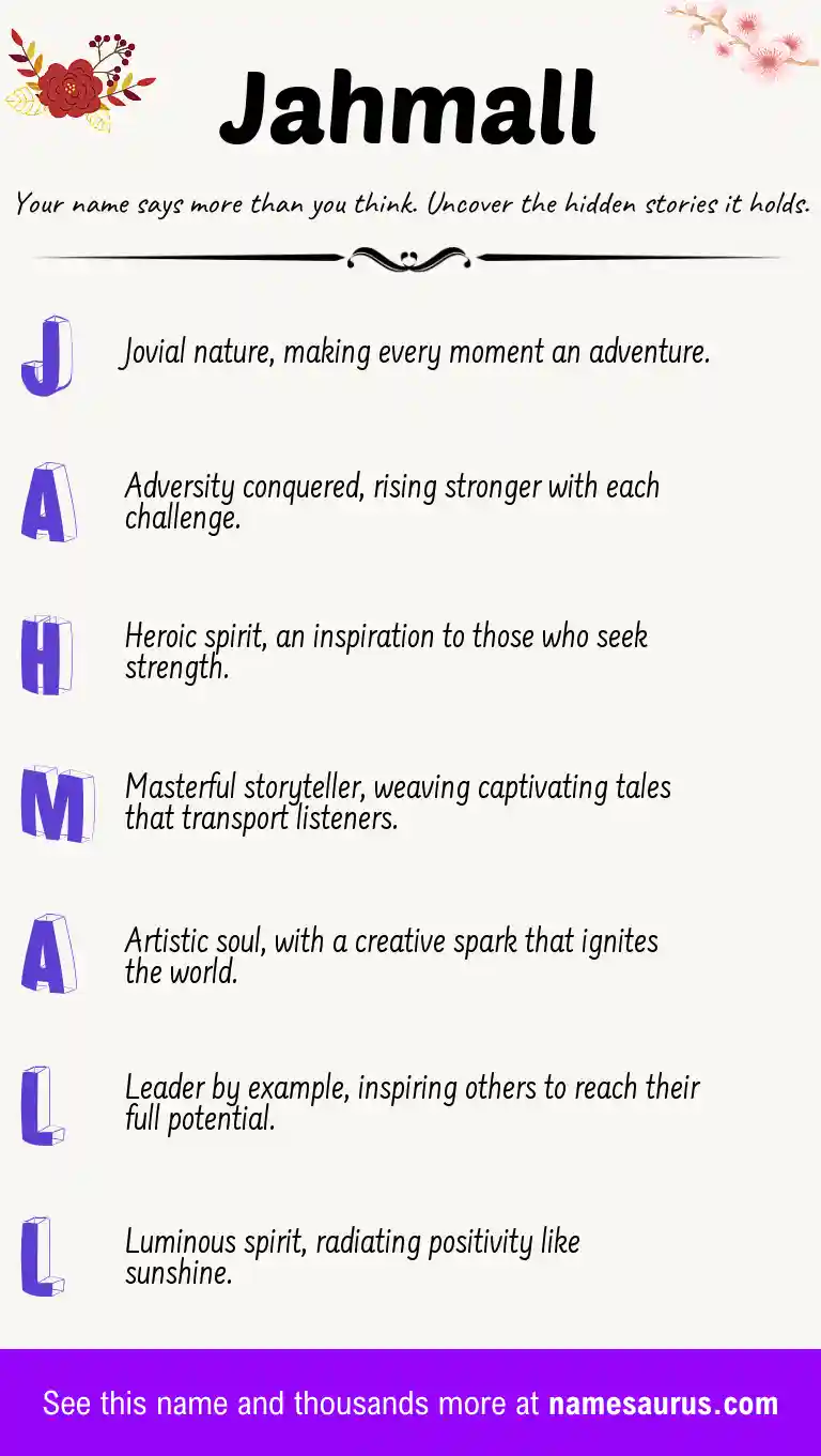 Acrostic poem about Jahmall.